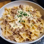 Creamy Parmesan Garlic Beef Bowtie Pasta 30 Minutes Easy Delicious