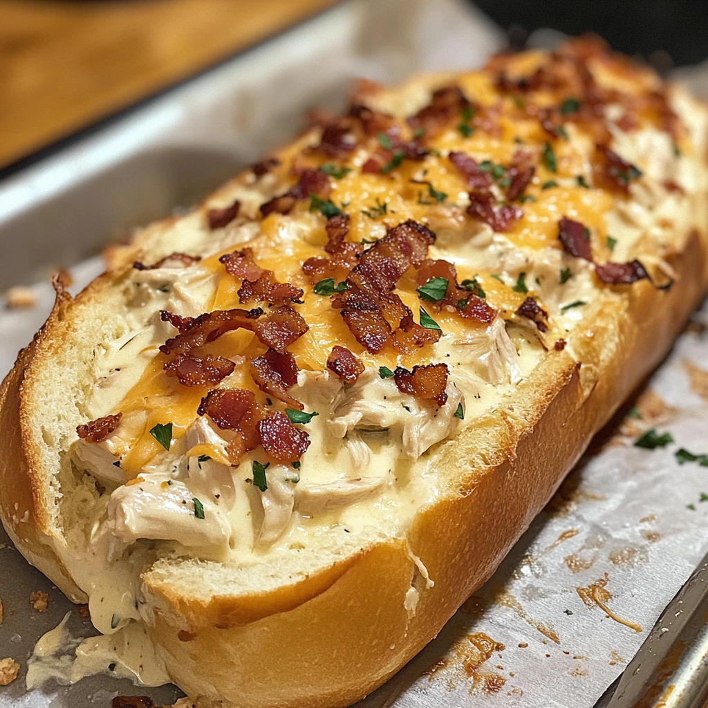 Crispy Bacon Cheddar Chicken Alfredo Stuffed Bread 30 Minutes Amazing