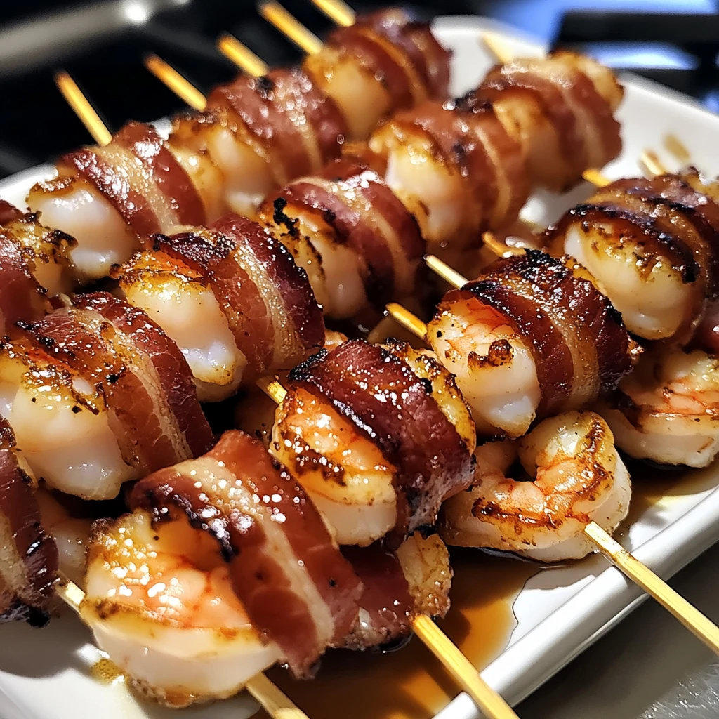 Maple Bourbon Bacon Wrapped Shrimp Skewers 4 Servings Ultimate Delicious