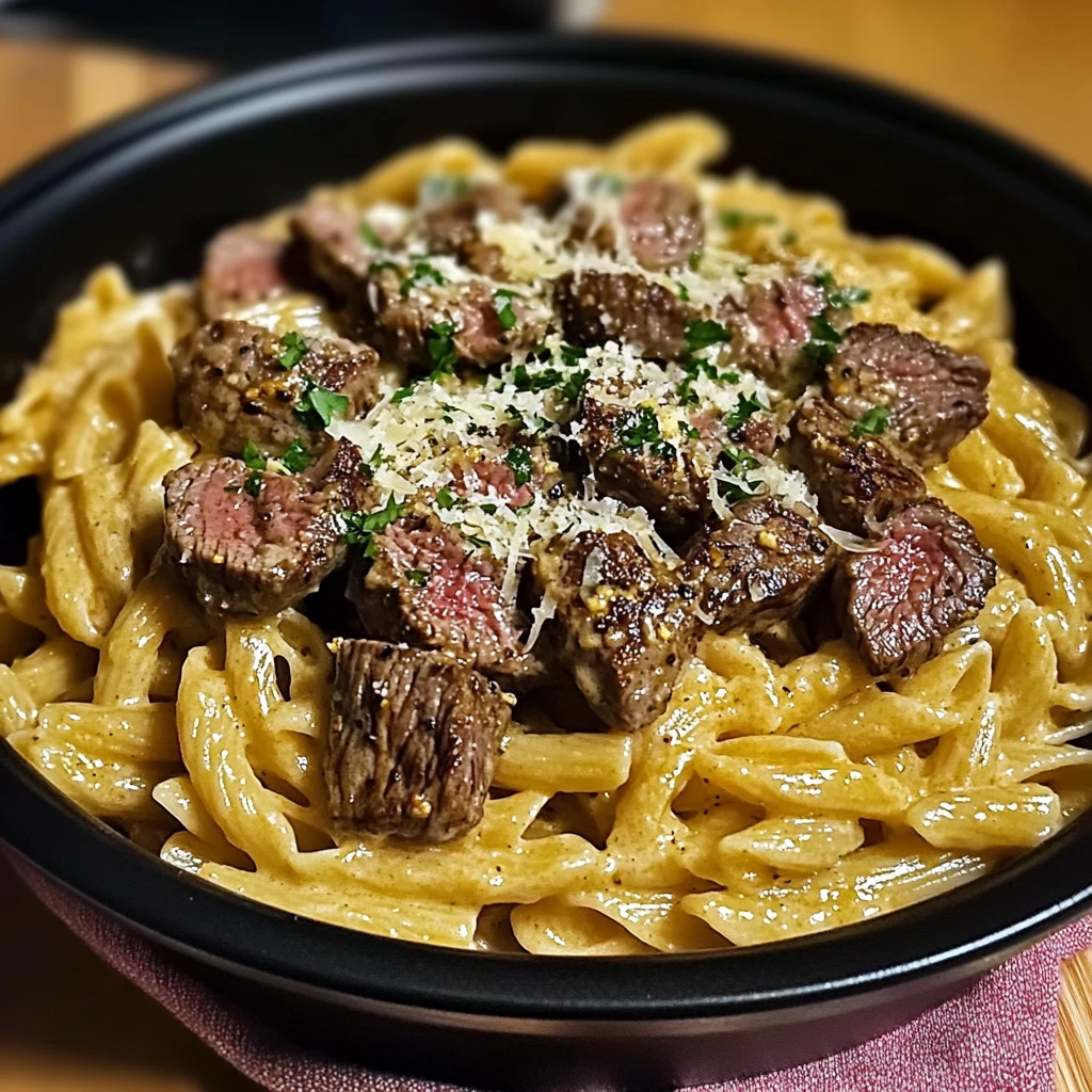 One-Pot Creamy Spicy Garlic Butter Steak & Pasta 30 Minutes Easy Delicious