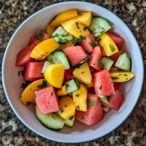 Peach Watermelon Salad 4 Servings Easy Delicious