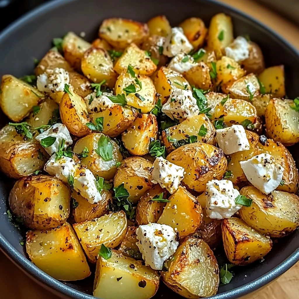 Roasted Potatoes with Baked Feta and Garlic - 30 Minutes Amazing