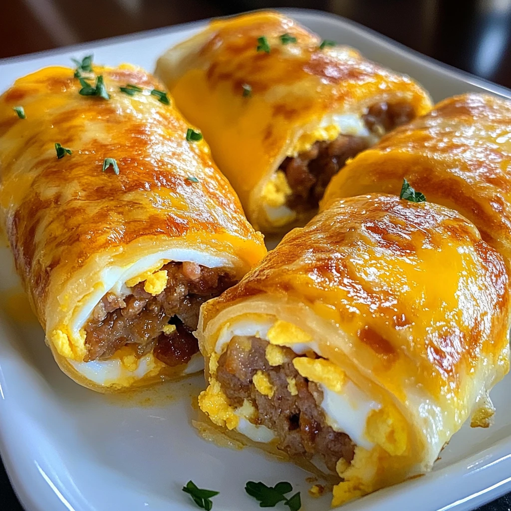 Sausage Egg Cheddar Roll-Ups 6 Ingredients Easy Delicious