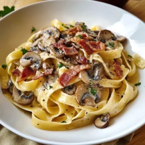 Tagliatelle with Bacon and Mushrooms 30 Minutes Perfectly Delicious