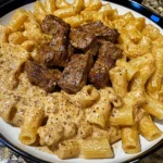 Cajun Steak Tips in Cheesy Rigatoni Parmesan Sauce - 30 Minutes - Ultimate - Delicious