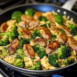 Chicken Sausage Broccoli and Orzo Skillet 30 Minutes Easy Delicious