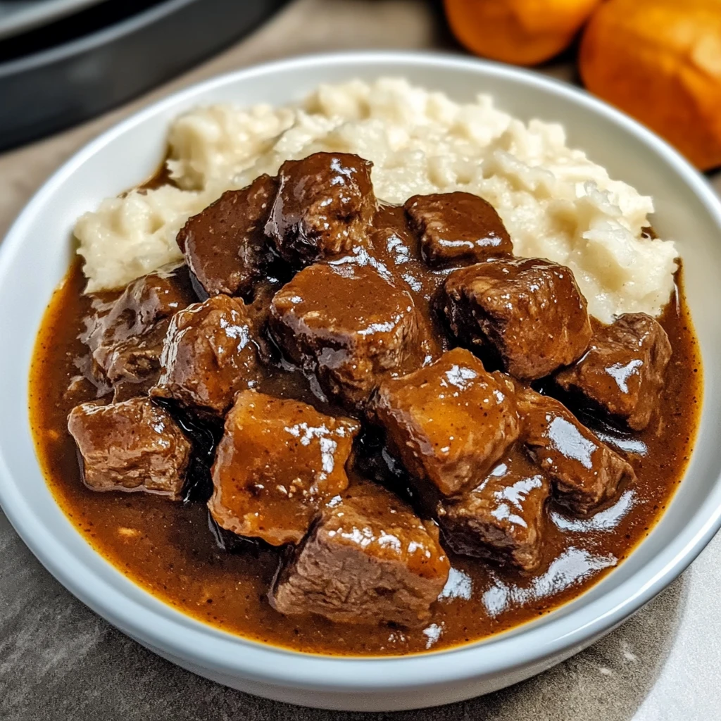 Crock Pot Beef Tips and Gravy 4 Servings Easy Delicious