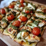 Pesto Chicken Flatbread 4 Ingredients Easy Delicious