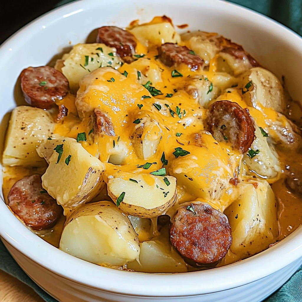 Slow Cooker Sausage and Potato Casserole 4 Servings Easy Delicious