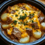 Slow Cooker Steak and Cheddar Potato Casserole: 7 Ingredients Easy Delicious