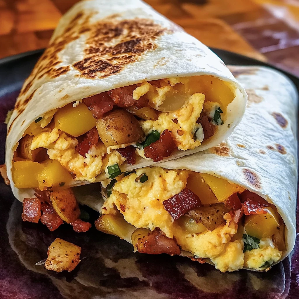 Bacon Egg Cheese Breakfast Burrito 6 Ingredients Awesome Delicious