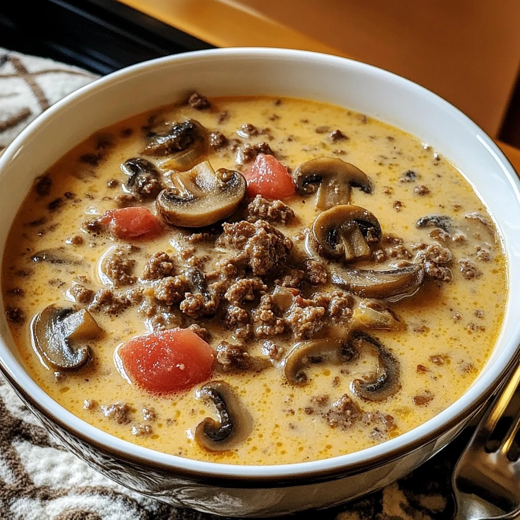 Bacon Mushroom Swiss Cheeseburger Soup 30 Minutes Easy Delicious