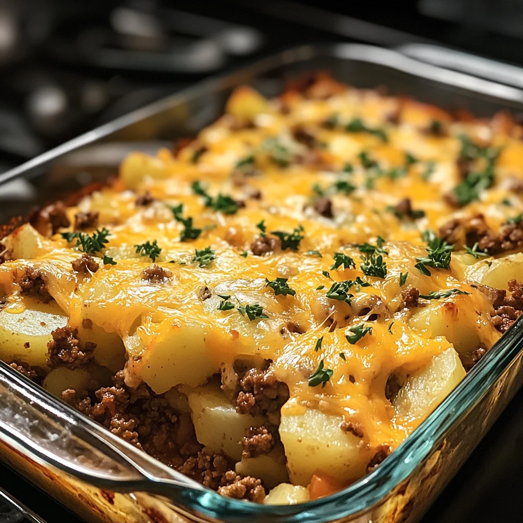 Cheesy Ground Beef and Potato Casserole 30 Minutes Easy Delicious