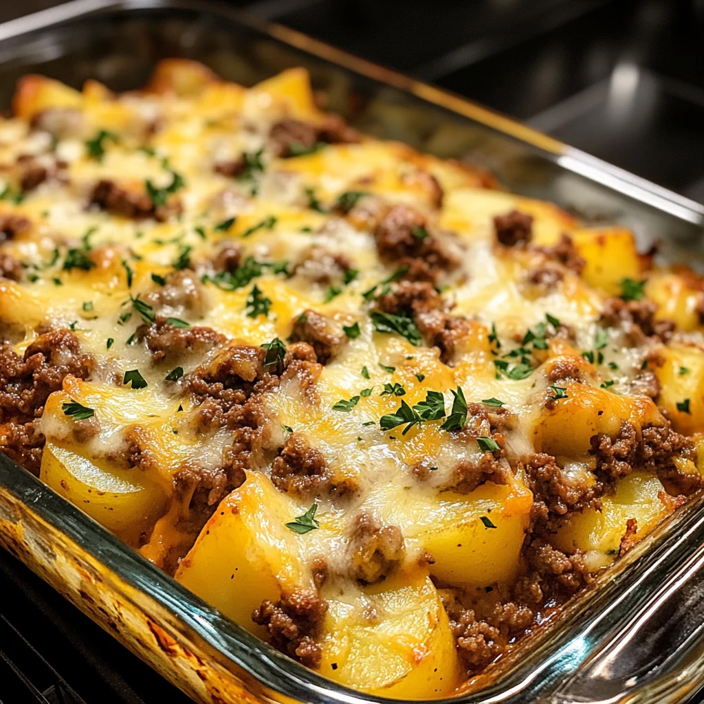 Cheesy Ground Beef and Potato Casserole 30 Minutes Easy Delicious