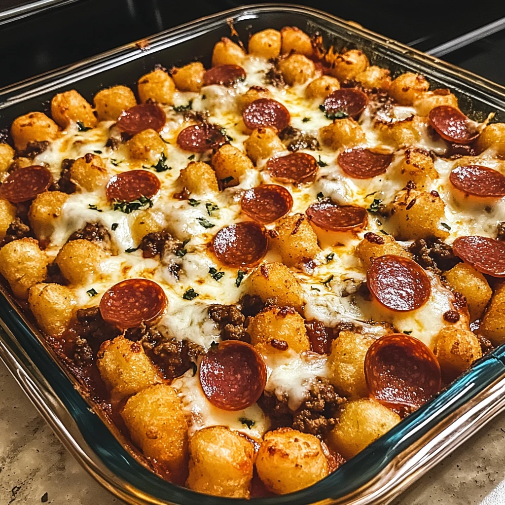 Cheesy Pizza Tot Casserole 30 Minutes Easy Delicious