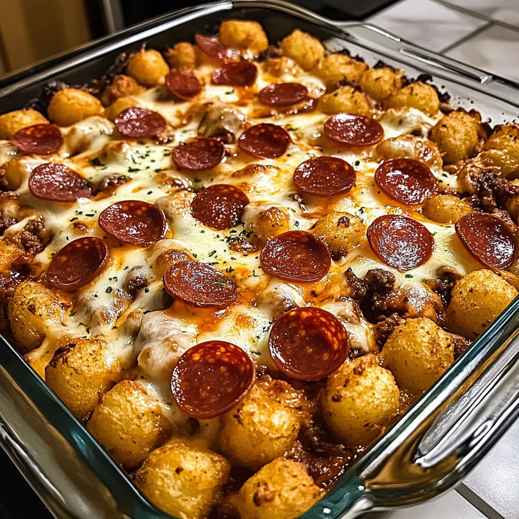 Cheesy Pizza Tot Casserole 30 Minutes Easy Delicious