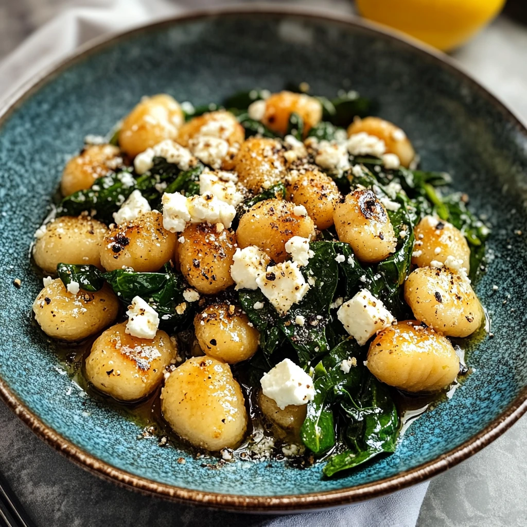 Crispy Gnocchi with Spinach and Feta 4 Servings Easy Delicious