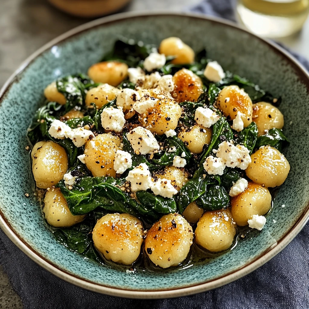Crispy Gnocchi with Spinach and Feta 4 Servings Easy Delicious