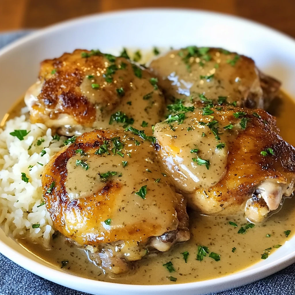 Easy Crockpot Chicken Thighs with Creamy Gravy - 7 Ingredients