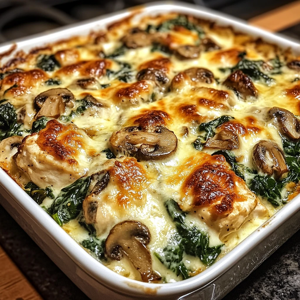 Easy Low-Carb Chicken Spinach Mushroom Bake 30 Minutes Delicious