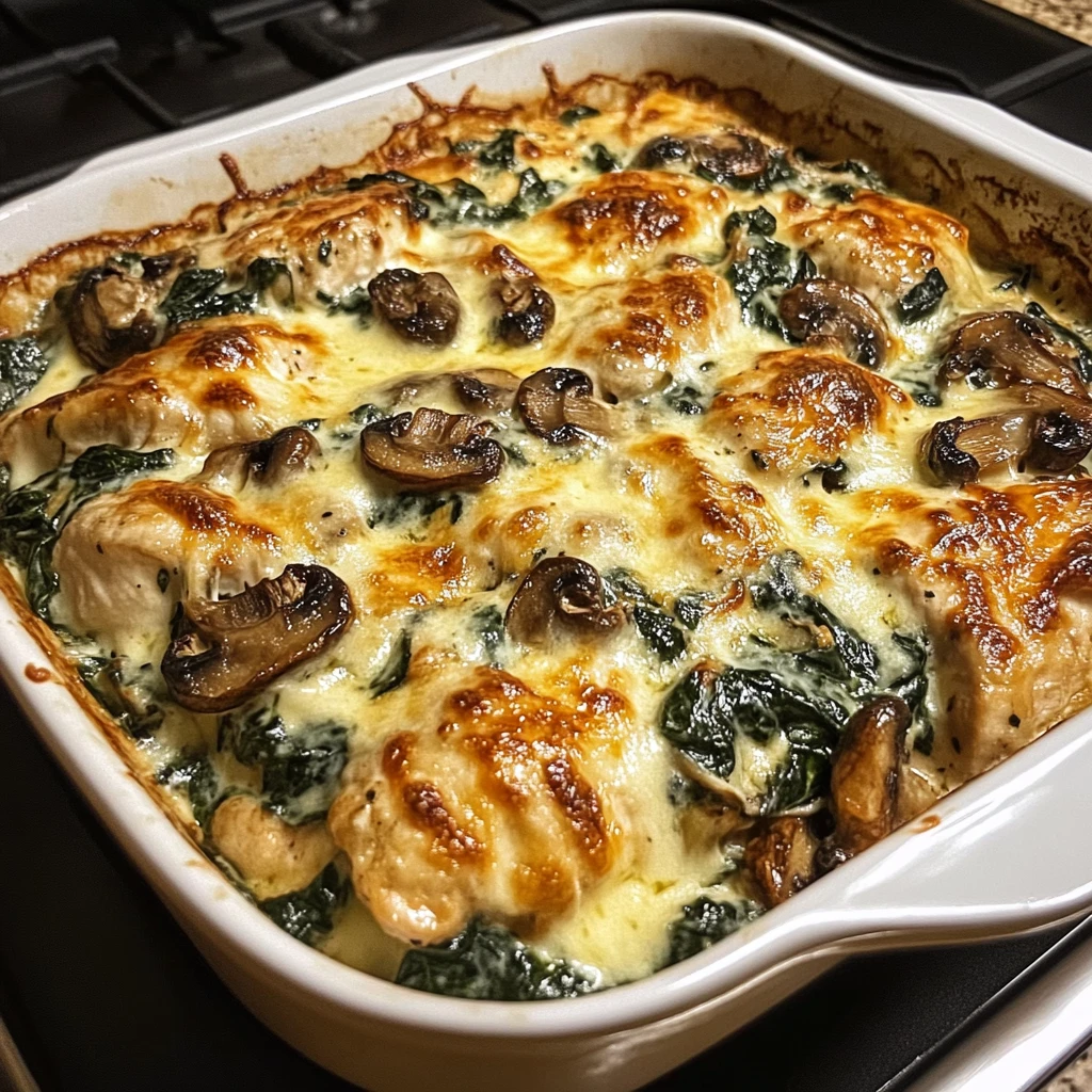 Easy Low-Carb Chicken Spinach Mushroom Bake 30 Minutes Delicious
