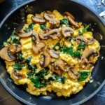Mushroom Spinach Scrambled Eggs 5 Steps Easy Delicious