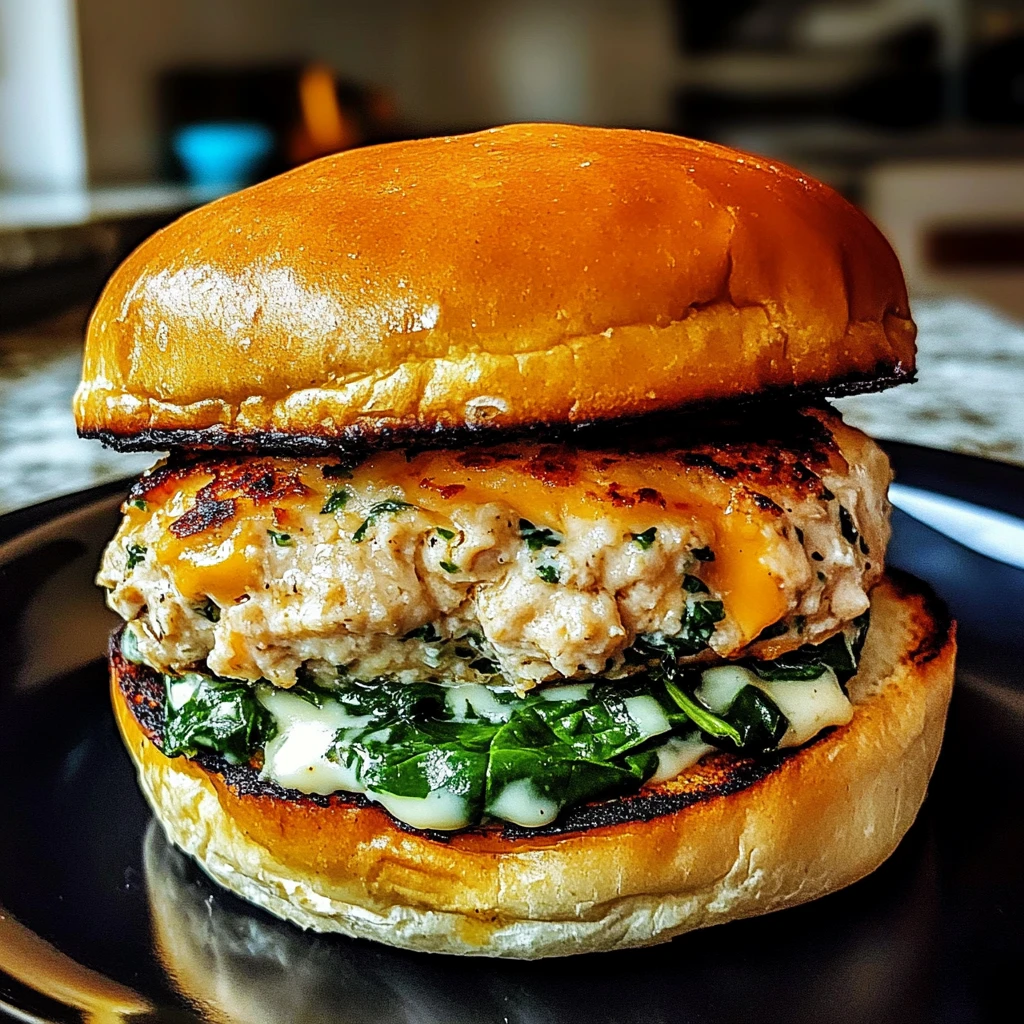 White Cheddar and Spinach Chicken Burgers 4 Servings Easy Delicious