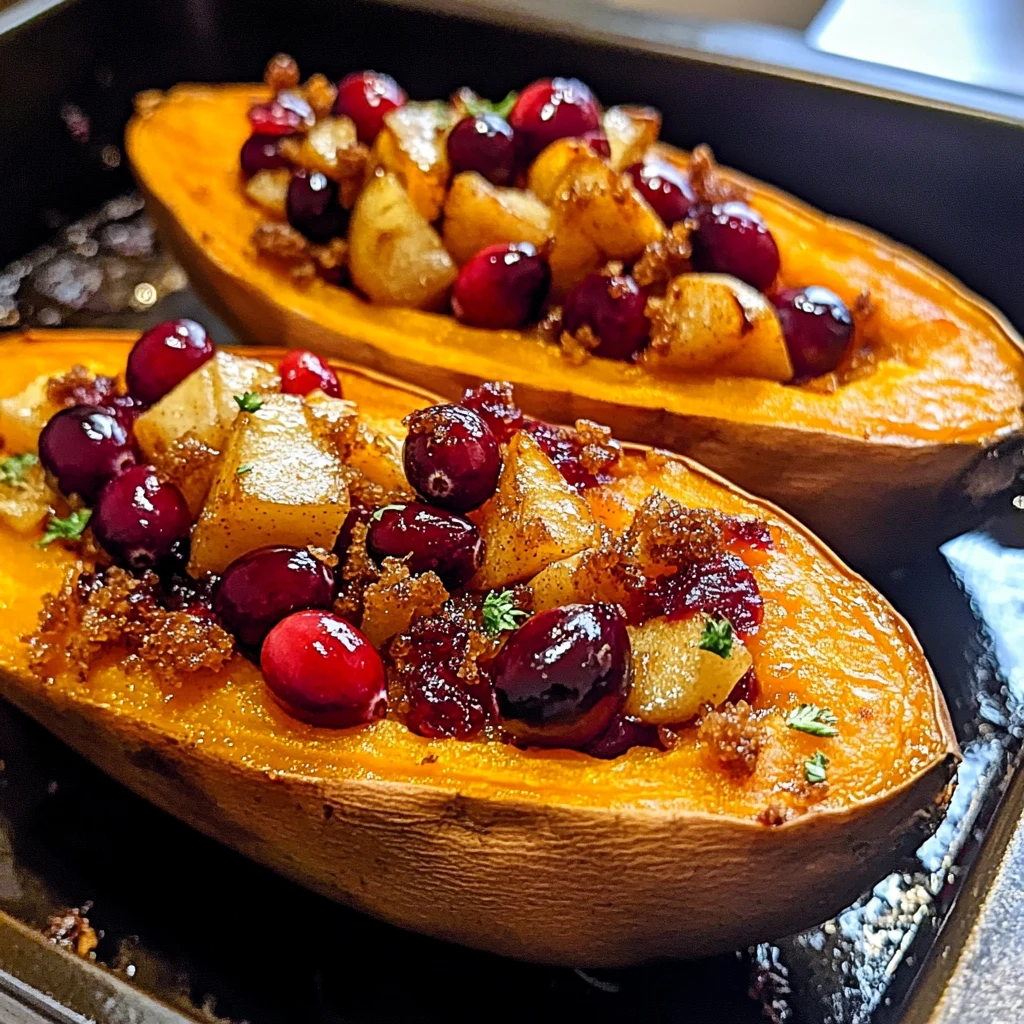 Cranberry Apple Twice-Baked Sweet Potatoes 4 Servings Ultimate Delicious