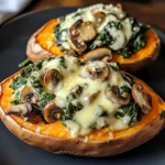 Creamy Mushroom and Spinach Stuffed Sweet Potatoes 4 Servings Ultimate Delicious