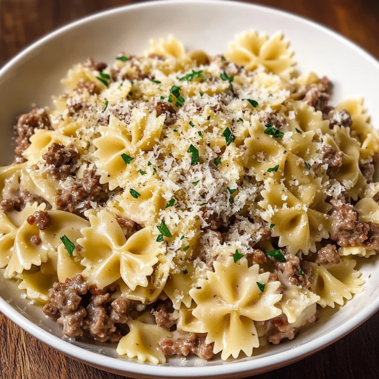 Garlic Parmesan Bowtie Pasta with Creamy Beef 30 Minutes Ultimate Delicious