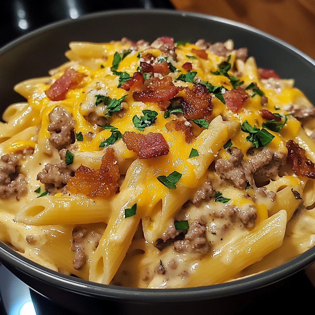 Loaded Bacon Cheeseburger Alfredo Pasta 30 Minutes Amazing