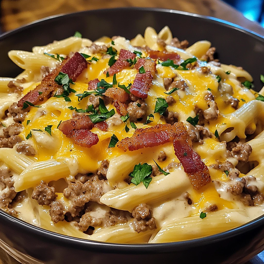 Loaded Bacon Cheeseburger Alfredo Pasta 30 Minutes Amazing