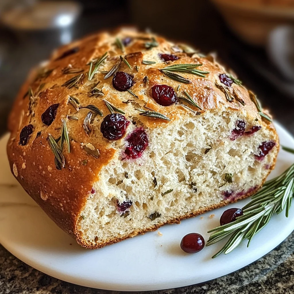 No-Knead Rosemary Cranberry Bread 5 Steps Awesome Delicious