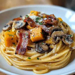 Pumpkin & Mushroom Spaghetti 7 Ingredients Ultimate Delicious