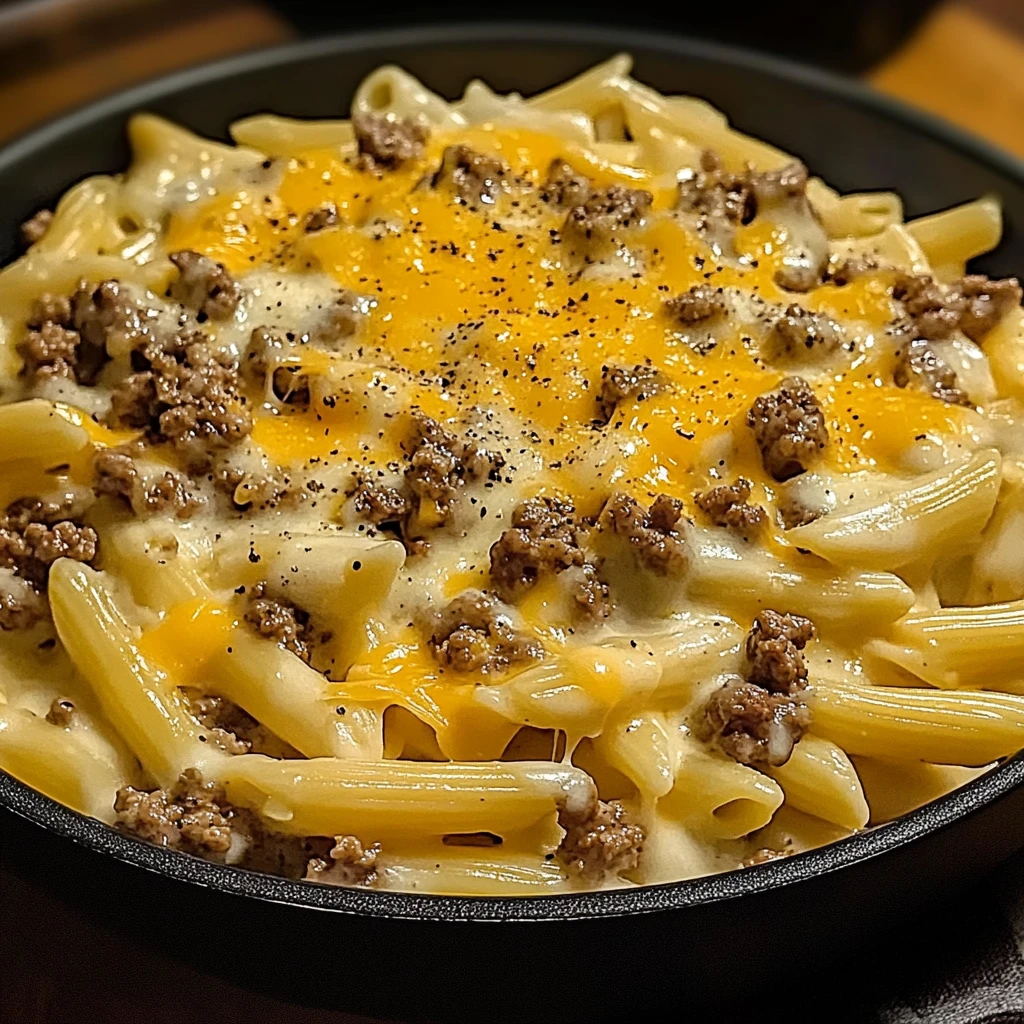 Ultimate Loaded Cheeseburger Alfredo Pasta 30 Minutes Amazing
