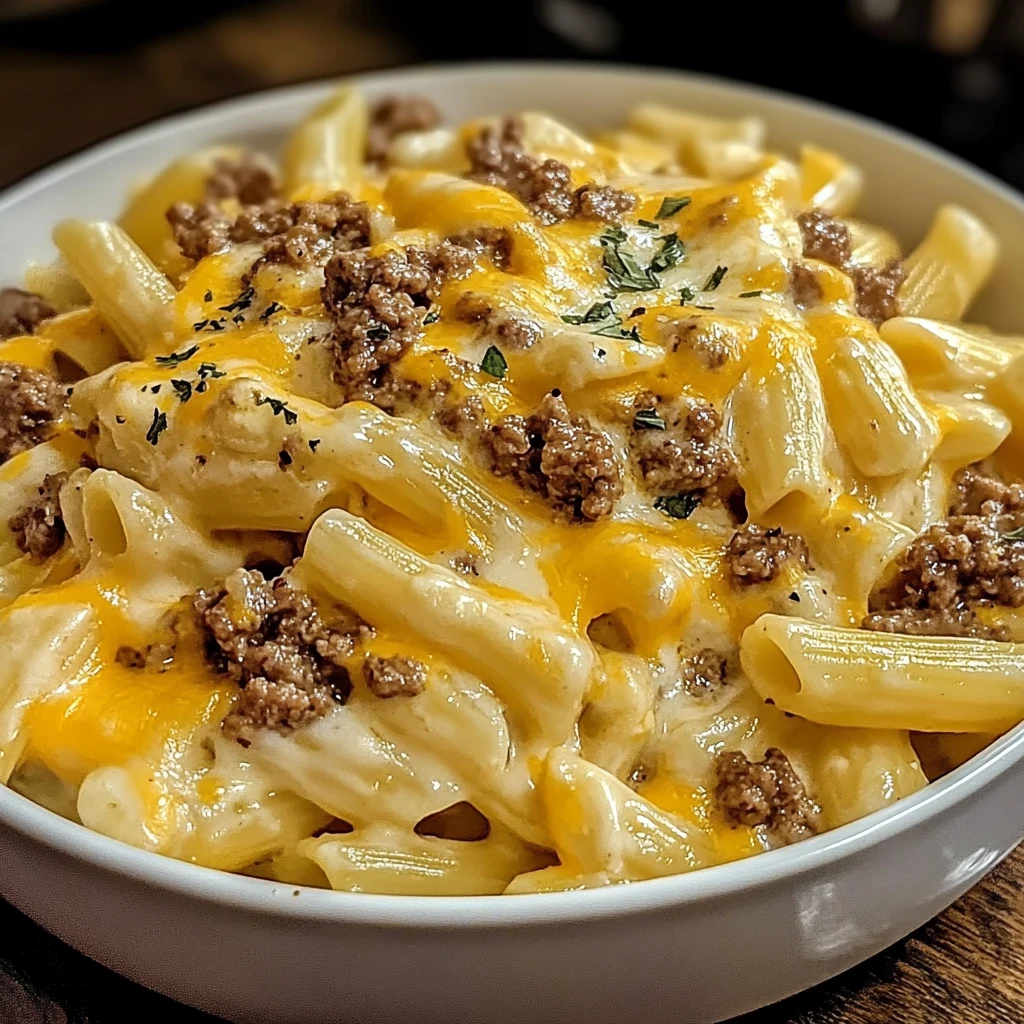 Ultimate Loaded Cheeseburger Alfredo Pasta 30 Minutes Amazing