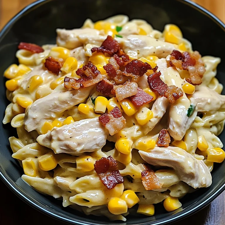 Creamy Chicken and Corn Pasta with Bacon: 30 Minutes Easy Delicious