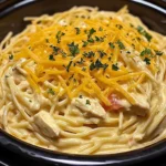 Creamy Crockpot Chicken Spaghetti 5 Steps Easy Delicious