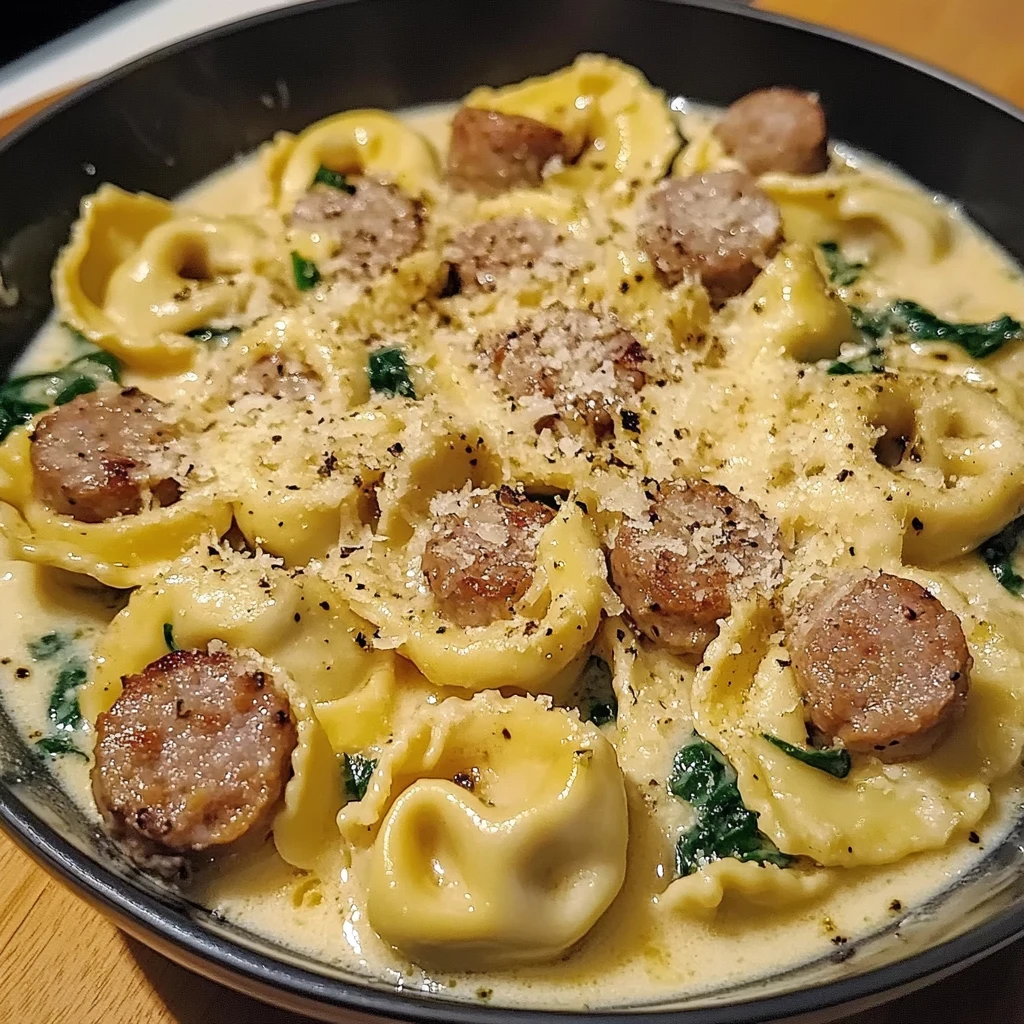 Creamy Garlic Parmesan Sausage Tortellini 30 Minutes Easy Delicious