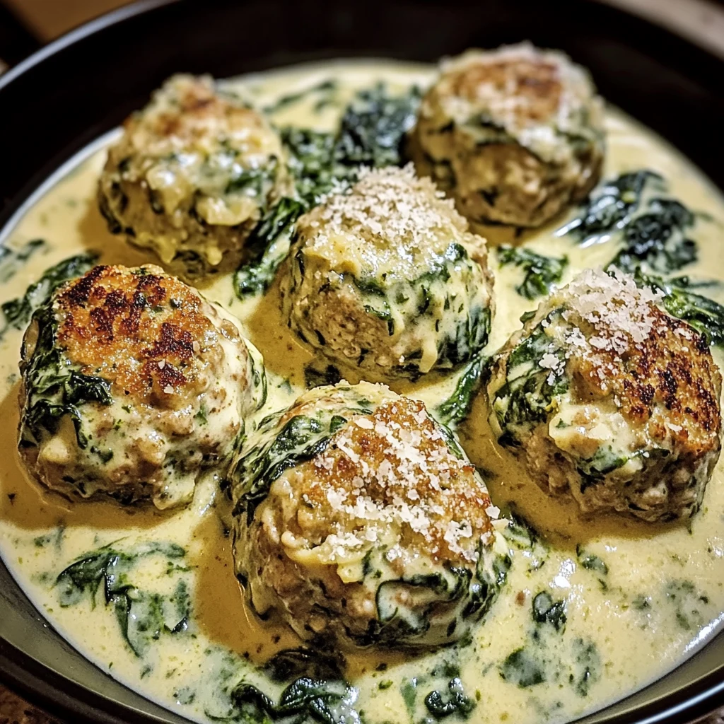 Creamy Spinach Turkey Meatballs 4 Servings Perfect Delicious
