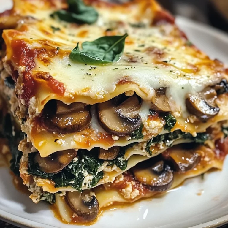 Mushroom and Spinach Lasagna 4 Servings Easy Delicious