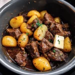 Slow Cooker Garlic Butter Beef Bites & Potatoes: 7 Ingredients Easy Delicious