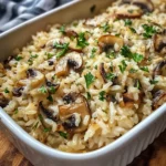 Vegetarian Garlic Mushroom Rice Bake 30 Minutes Awesome Delicious