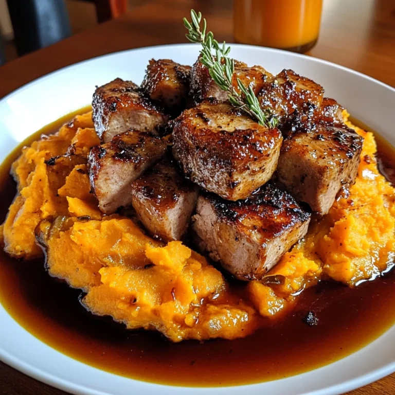 Apple Cider Pork with Mashed Sweet Potatoes - 4 Servings Easy Delicious