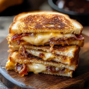 Bacon and Caramelized Onion Grilled Cheese Sandwiches: 4 Servings, Ultimate, Delicious