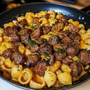 Cajun Steak Bites and Cheesy Garlic Shells Skillet Recipe