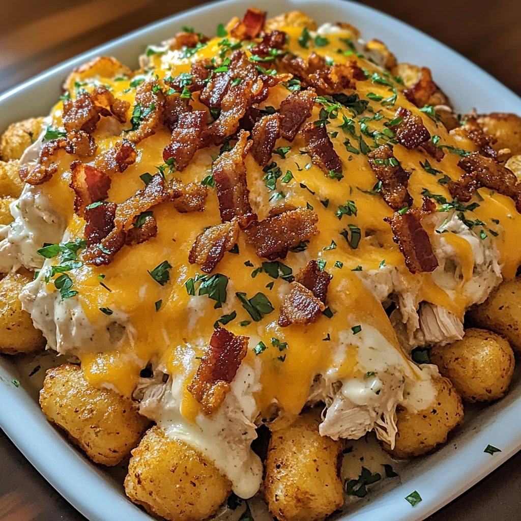 Cheesy Bacon Ranch Pulled Chicken Tot Bake 30 Minutes Ultimate Delicious