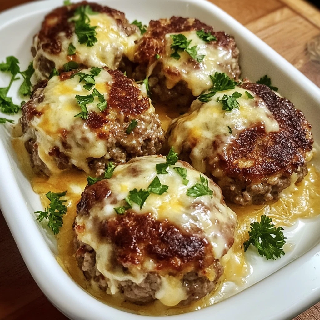 Cheesy Baked Meat Patties 4 Servings Ultimate Delicious