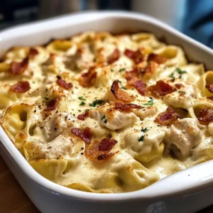 Chicken Bacon Alfredo Tortellini Bake 30 Minutes Easy Delicious