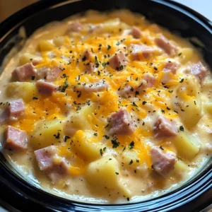 Crockpot Ham and Potato Casserole 4 Ingredients Easy Delicious
